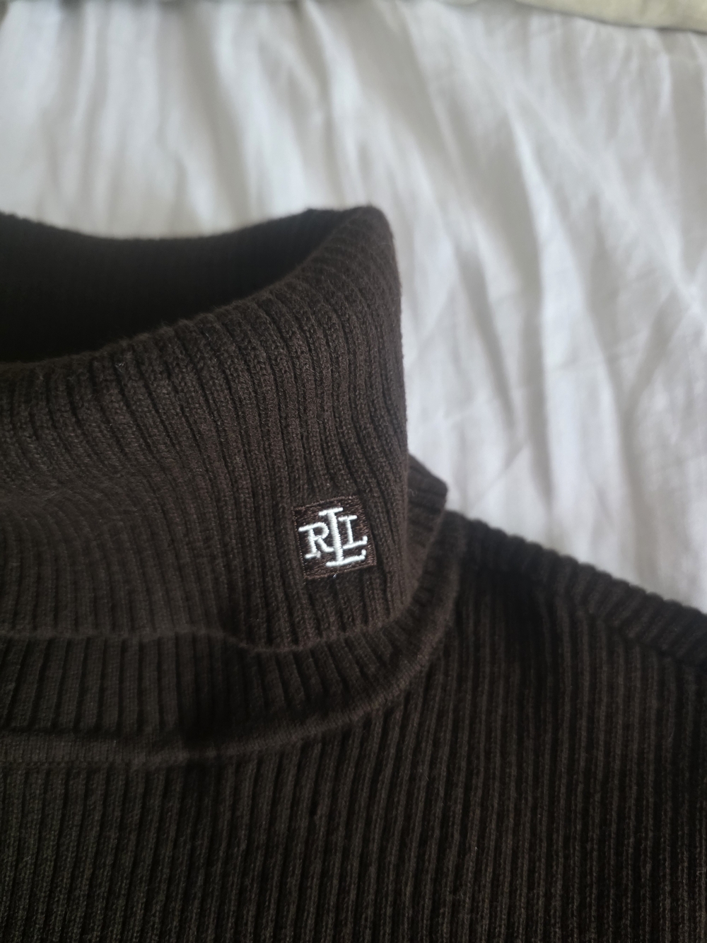 Lauren Ralph Lauren Dark Brown Ribbed Turtleneck Sweater